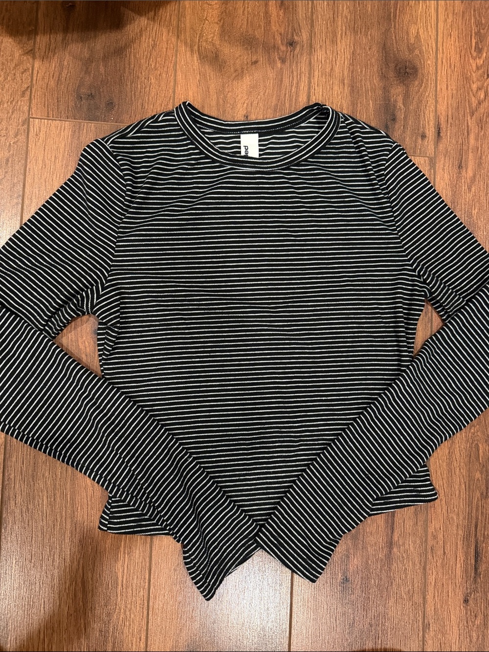 Missguided Black & White Striped Fitted Long Sleeve Top Size Small